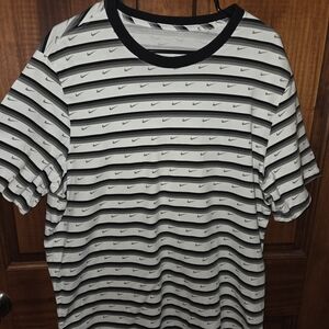 Nike Men's Black and White Striped Shirt